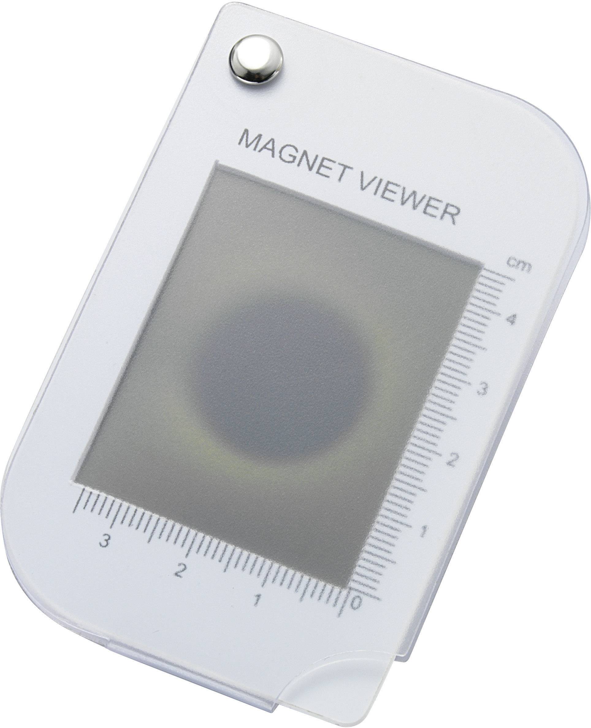 En magnetfeltvisning viser et cirkulært magnetfelt. En skala på siden måler i centimeter.