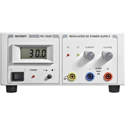 VOLTCRAFT PS-1302 D Laboratoriestrømforsyning, indstillelig 0 - 30 V/DC 0 - 2 A 60 W Antal udgange 1 x