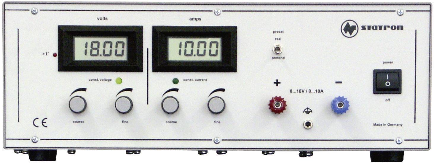 Statron 3250.0 Laboratoriestrømforsyning, indstillelig 0 - 18 V/DC 0 - 10 A 180 W Antal udgange 1 x