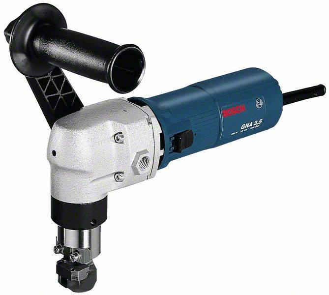 Professionelt Bosch-værktøj: Blå elektrisk nipler-maskine med ergonomisk greb og robust metalhovede, velegnet til industrielle anvendelser.