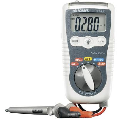 VOLTCRAFT VC-20 Hånd-multimeter digital Stænkvandsbeskyttet (IP54) CAT IV 600 V Visning (counts): 4000