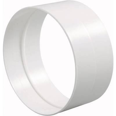 Hvid, rund plastikring, muligvis en del af et ventilationssystem eller et forbindelsesled.