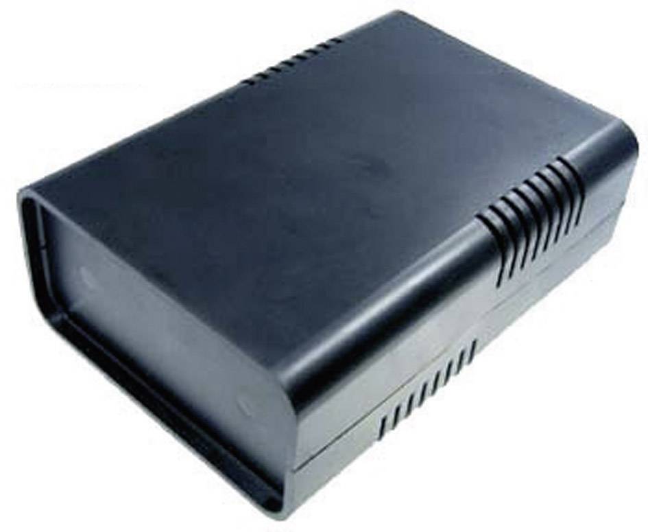 Ekstern harddiskboks i sort plast med ventilationshuller, egnet til beskyttelse og køling af en harddisk.