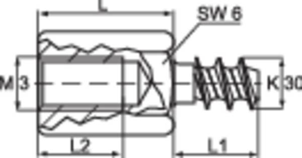 TOOLCRAFT 59006986 DIBLZ AK 30X5/IM3/10 Afstandsbolte M3 M3 Messing 1 stk