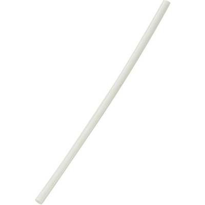 En hvid plastiksugerør set fra siden på en neutral baggrund.
