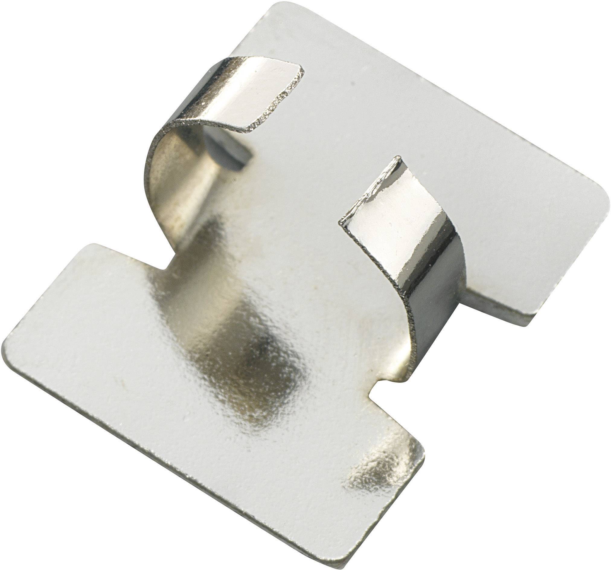 Metalclips med buet design, bruges til fastgørelse eller forbindelse af komponenter.