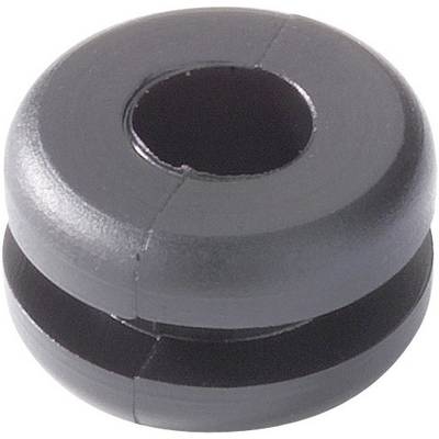 HellermannTyton HV1210-PVC-BK-M1 Kabelgennemføring Monteringshul: 9 mm Klemme-diameter (max.): 6 mm Pladetykkelse (maks.