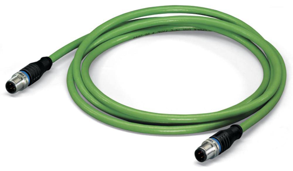 WAGO 756-1203/060-020 Sensor- /aktor- -datastikforbindelse, konfektioneret M12 Stik, lige 2.00 m Pol-tal (RJ): 4 1 stk