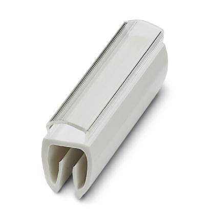 En hvid, rektangulær komponentholder lavet af plastik med en åben sprække på forsiden.