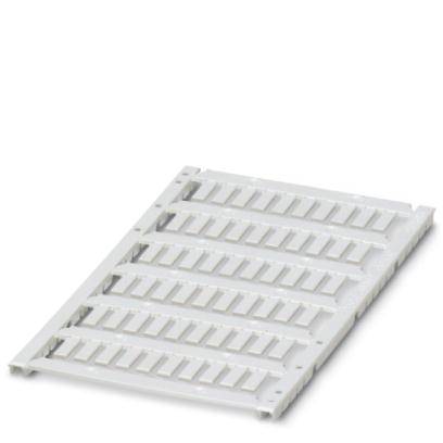 Et hvidt plastgitterindsats, rektangulært, med flere smalle parallelle slidser.