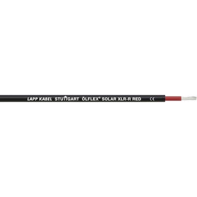 Et sort kabel med rødt stik, mærket 'LAPP KABEL STUTTGART ÖLFLEX SOLAR XLR RED CE'.