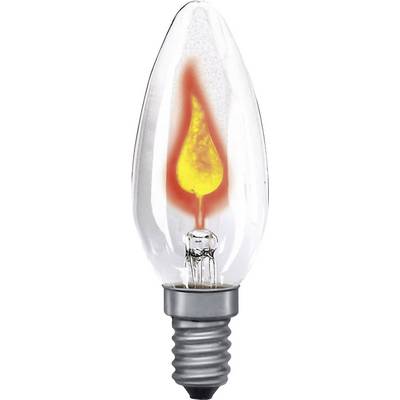Glødepære med flammelignende lyseffekt indeni, E14-sokkel, klar glasoverflade.