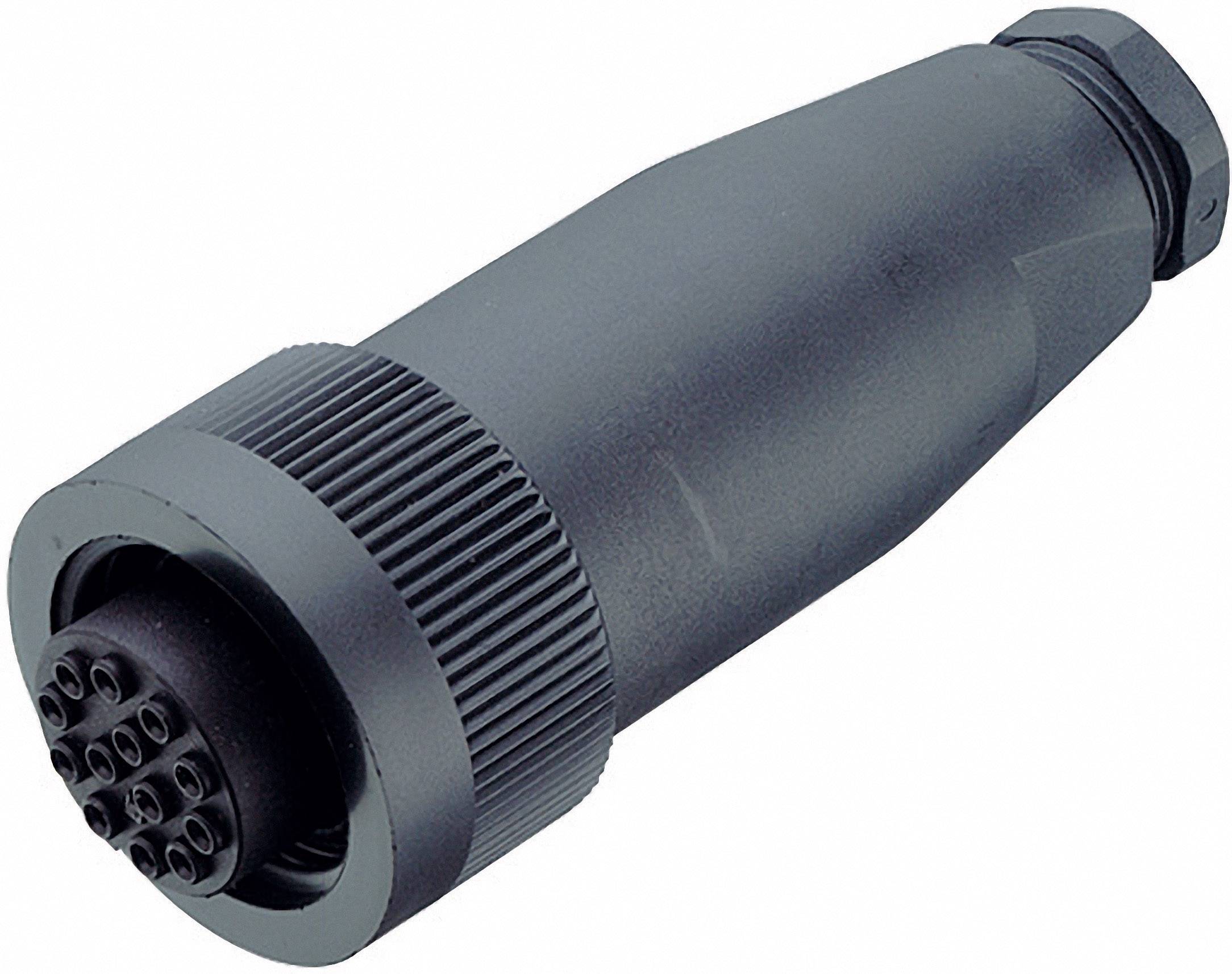 Metalstik, cylinderformet, sort farve, med flere kontaktben i den ene ende, egnet til elektriske forbindelser.