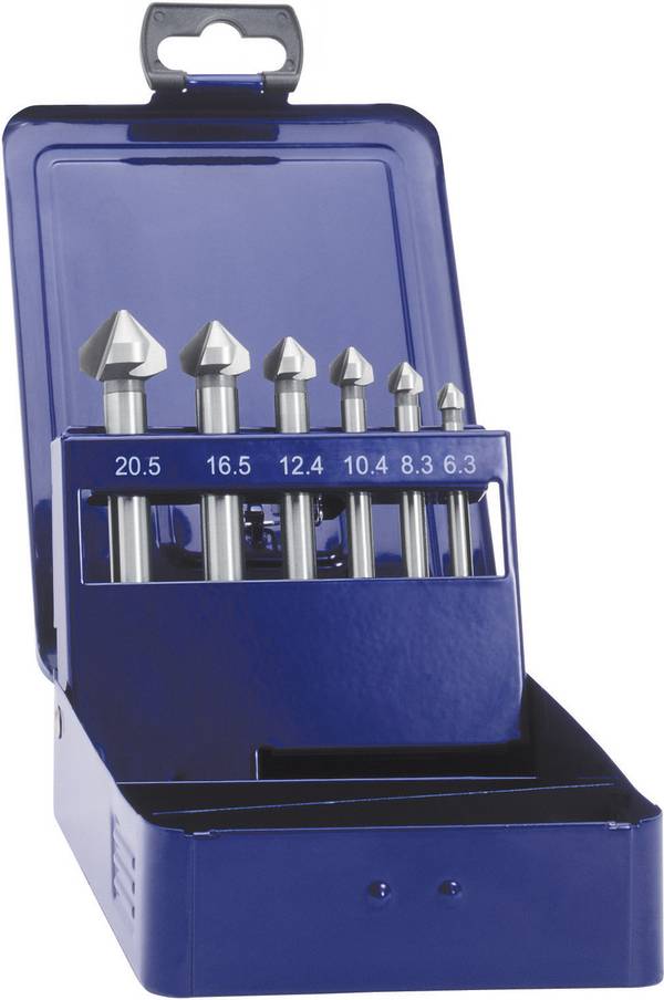 Eventus by Exact 05540 Keglesænker-sæt 6 dele 6.3 mm, 8.3 mm, 10.4 mm, 12.4 mm, 16.5 mm, 20.5 mm HSS Cylinderskaft 1 Set