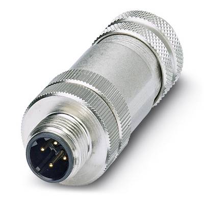 En sølvfarvet stikforbindelse med flere runde metalstik, egnet til elektroniske forbindelser og robuste applikationer.