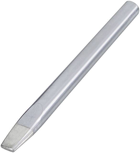 En sølvfarvet mejsel med aflad spids, egnet til at opdele materialer som sten eller metal.