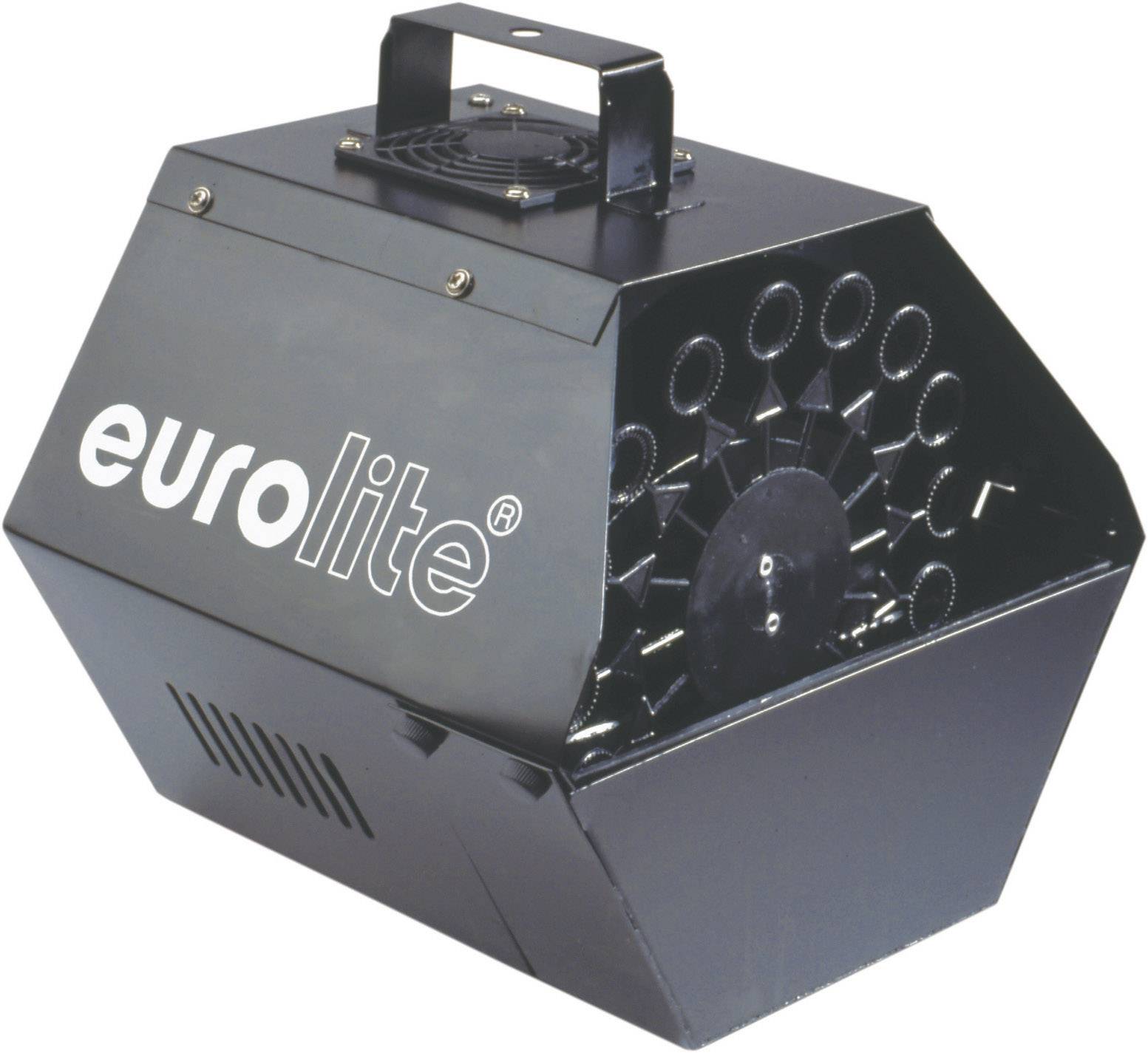 Sort enhed med påskriften 'eurolite'. Rektangulær form med håndtag øverst. Sandsynligvis et teknisk udstyr til belysning eller effekter.