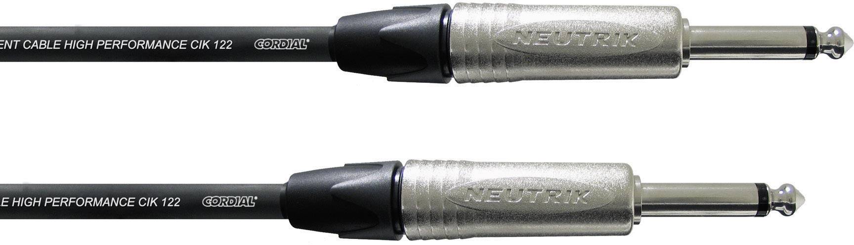 To neutrale audiokabel i sort med sølvfarvede jackstik, mærket med 'NEUTRIK'. Velegnede til professionelle lydtilslutninger.