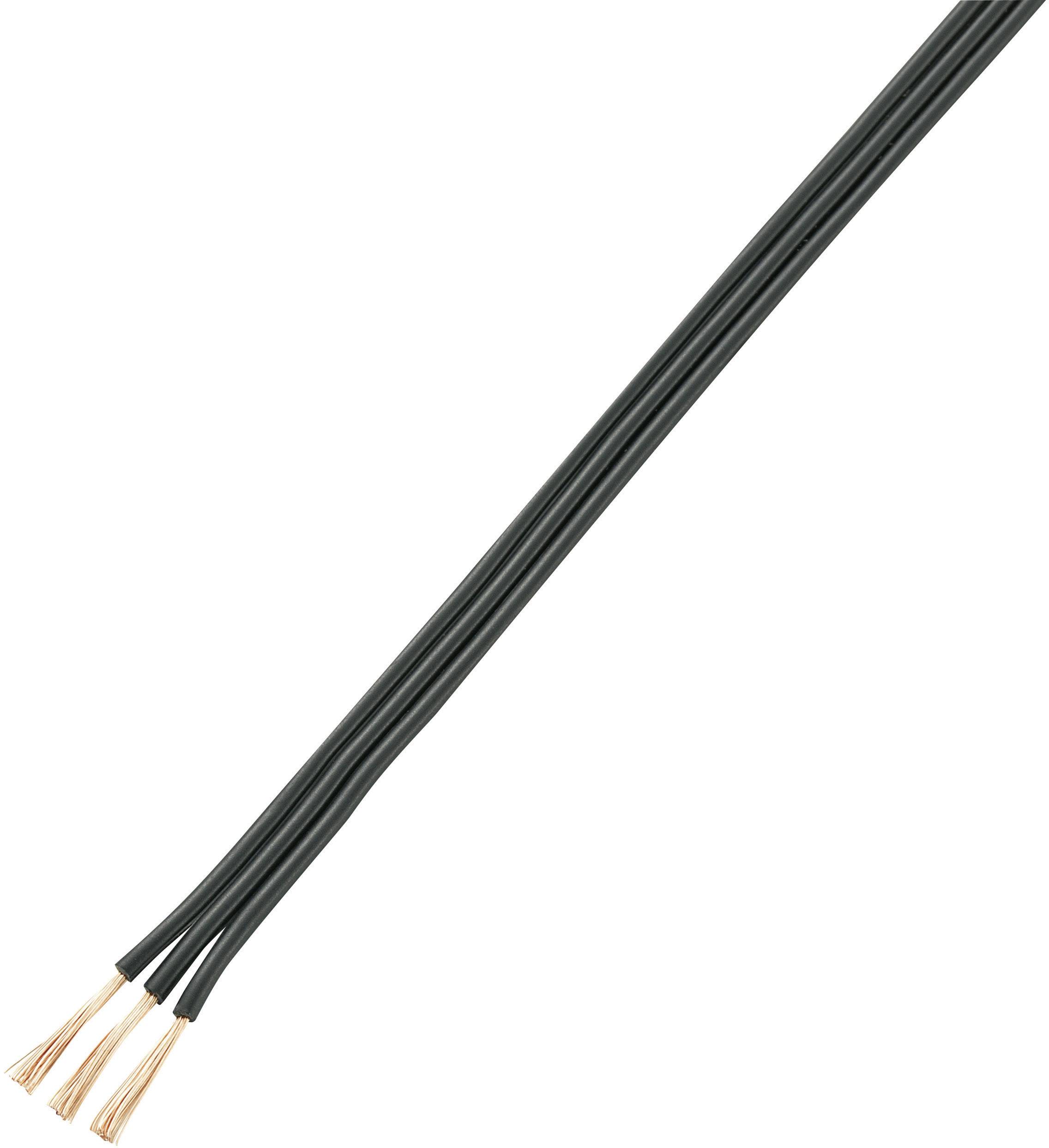Sort todernet elektrisk kabel med afisolerede ender, der viser kobbertrådene.