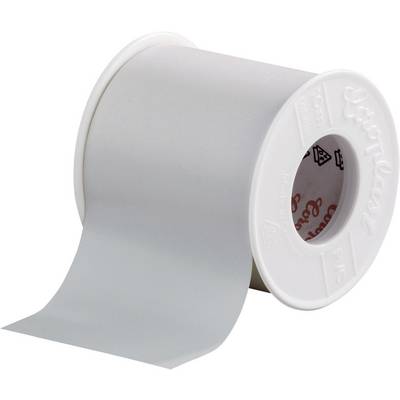 En rulle hvidt medicinsk tape med delvist afrullet tape på venstre side.