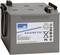 Batteri fra Sonnenschein, model A412/90 F10, 12V, 90Ah. Indeholder advarselssymboler for genanvendelse og bortskaffelse. Producent: Exide Technologies.