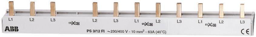 Samleskinnessystem med 10 stive kobbersamleskinner, mærket L1, L2, L3. Egnet til 63A ydelse, 230/400V spænding.