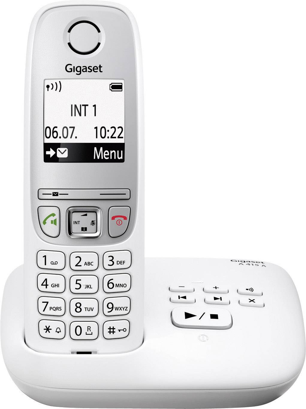Gigaset A415A DECT, GAP Trådløs telefon analog Telefonsvarer, Håndfri tale Hvid