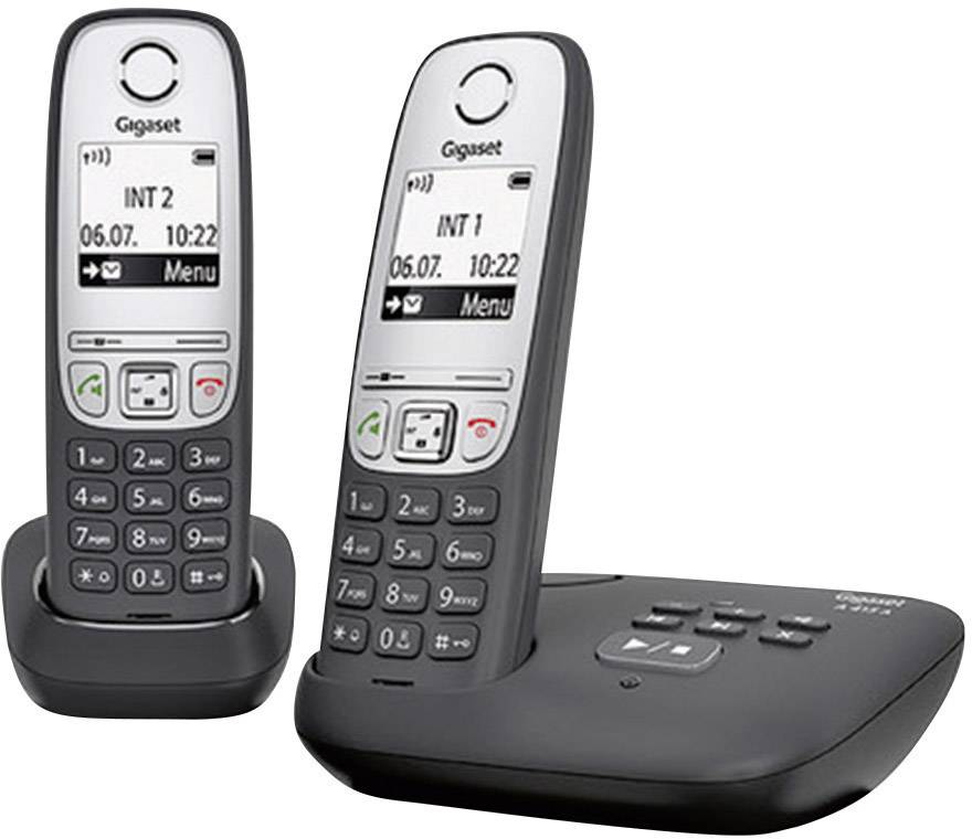 Gigaset A415A Duo DECT, GAP Trådløs telefon analog Telefonsvarer, Håndfri tale Sort