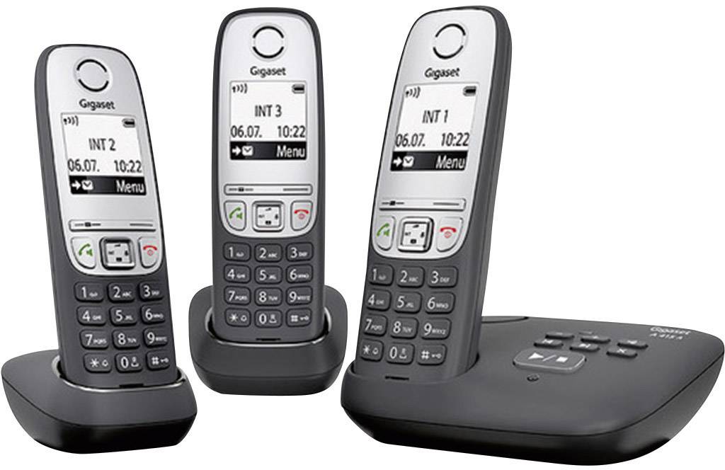Gigaset A415A Trio DECT, GAP Trådløs telefon analog Telefonsvarer, Håndfri tale Sort