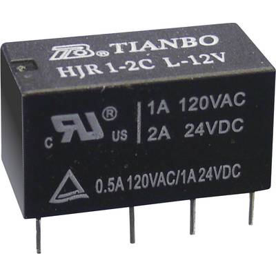 Tianbo Electronics HJR1-2C-L-12VDC Printrelæ 12 V/DC 2 A 2 x omskifter 1 stk