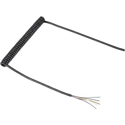 TRU COMPONENTS 1571516 Spiralkabel 204 mm / 600 mm 6 x 0.12 mm² Sort 1 stk