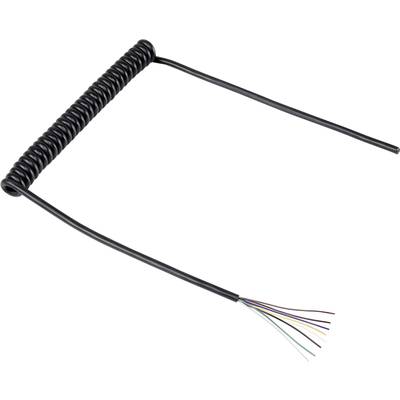 TRU COMPONENTS 1570979 Spiralkabel 218 mm / 640 mm 8 x 0.12 mm² Sort 1 stk