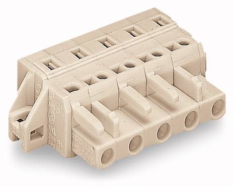 Beige stikforbindere med fem tilslutninger, egnede til elektriske forbindelser.