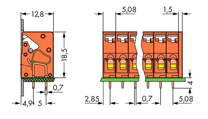 WAGO 741-204 Fjederkraftsklemmeblok 2.50 mm² Poltal 4 Orange 220 stk
