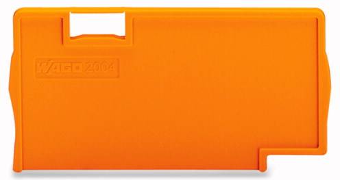 En orange plastikdæksel med indgraveret logo og tallet '2004'.