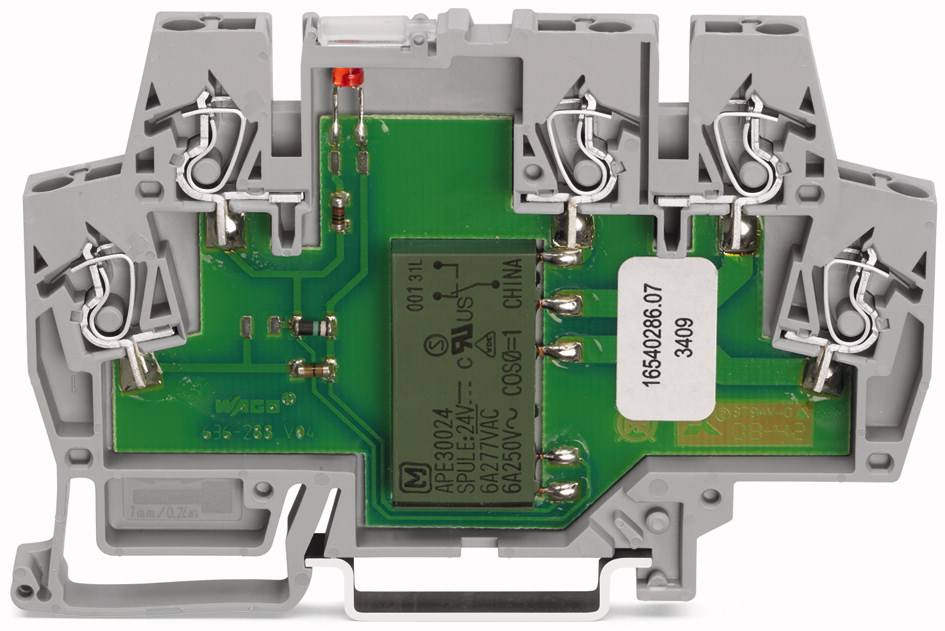 WAGO 859-390 Relæklemme Nominel spænding: 24 V/DC Brydestrøm (max.): 3 A 1 x skiftekontakt Package 25 stk