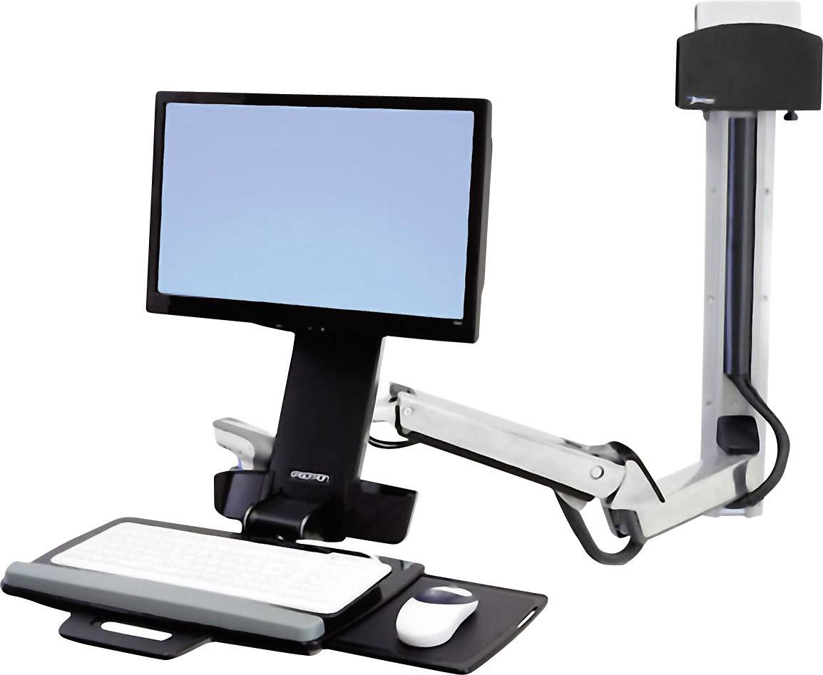 Ergotron StyleView Sit-Stand Combo System Skærm-vægbeslag 1 Display 25,4 cm (10") - 61 cm (24") Sort, Sølv Tastaturopbevaring, Vippebar, Bevægelig, Kan roteres
