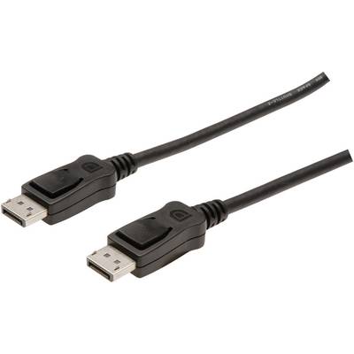 To DisplayPort-kabler i sort med rektangulære stik placeret ved siden af hinanden på en hvid baggrund.