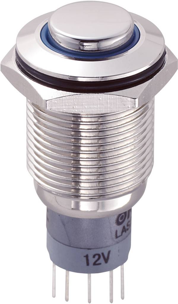 TRU COMPONENTS  701860  LAS2GQH-11ZE/B/12V/N/P  Hærværkssikret trykkontakt  250 V/AC  3 A  1 x On/On  Klikkende  Blå      1 stk