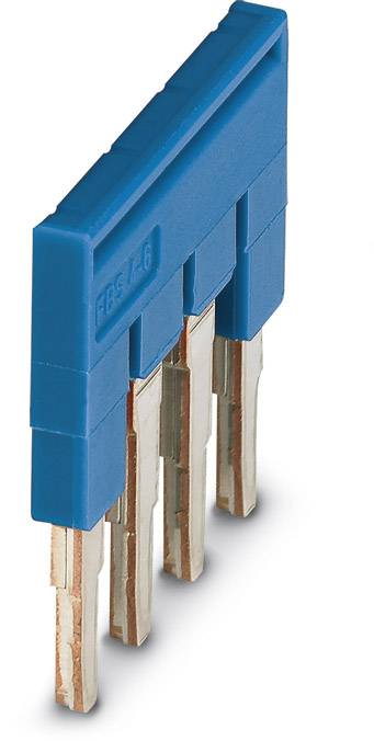 Blå stikforbindelse med fire metalben, egnet til elektrisk forbindelse i elektroniske applikationer.