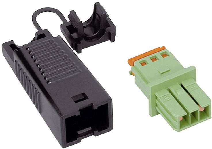 To stik ved siden af hinanden: et sort og et grønt, delvist åbne. Egnede til elektroniske forbindelser.