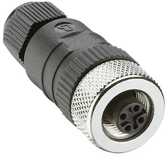 M8-stikforbindelse i sort med metalskruefatning og fire ben, egnet til industrielle anvendelser.