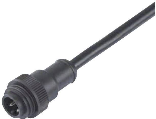 Et sort elektrisk kabel med en cylinderstik, typisk til industrielle anvendelser.