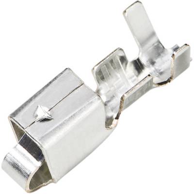 Metallisk stikforbinder, sølvfarvet, med flere flapper til kabelfiksering, hyppigt brugt i elektriske forbindelser.