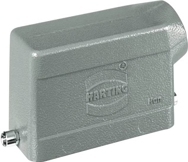 Grå, rektangulær industriel metalkasse med 'HARTING' logoet påtrykt. Velegnet til tunge stikforbindelser.
