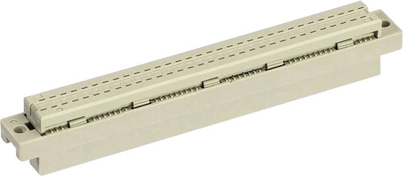En beige elektronisk stikforbindelse med flere tilslutningsledninger, egnet til montering på printplader.