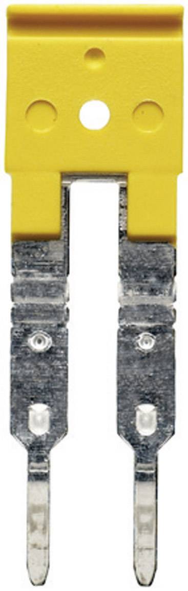 En gul sikringsstik med to sølvfarvede kontaktben, som typisk bruges i elektriske beskyttelseskredsløb.