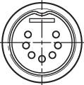 Type 2-stik til elbiler vist. Viser syv kontaktpunkter i en cirkulær arrangement.