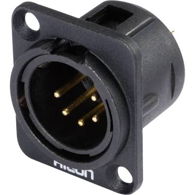 Hicon HI-X5DM-G XLR-stik Flangestik, kontakter lige Poltal: 5 Sort 1 stk