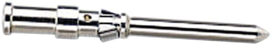 Metallisk stikforbindelsesstift i cylinderform, med glat overflade og lille åbning i siden, egnet til elektriske forbindelser.